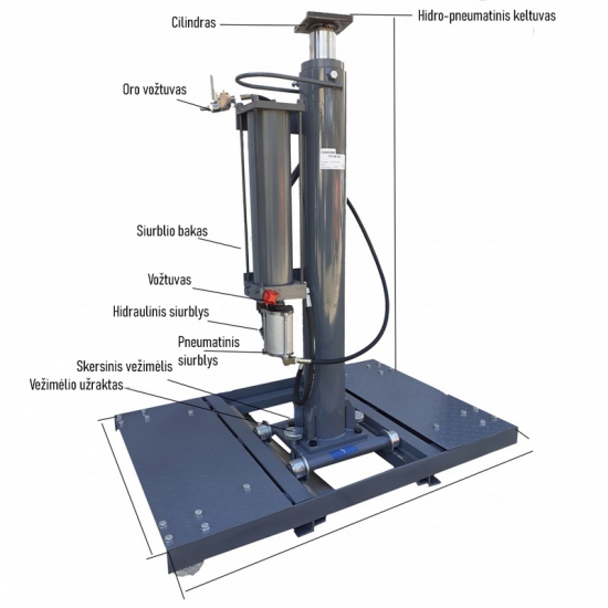 Hydraulic-pneumatic floor pit lift 16t for car repairs