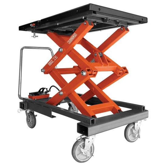 Mobile pneumatic-hydraulic lift for electric vehicle batteries 1000 kg