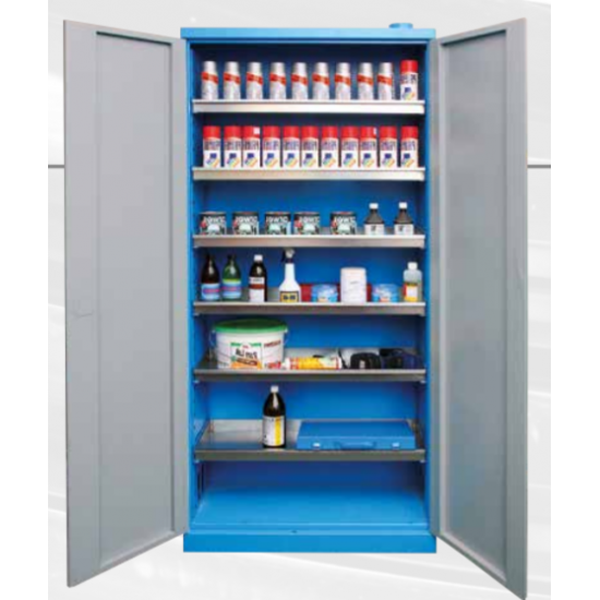 Work cabinet for chemical liquids with ventilation opening