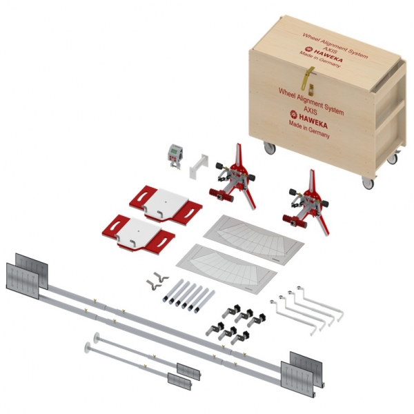 Laser-mechanical wheel/axle alignment system for heavy-duty vehicles Haweka AXIS500