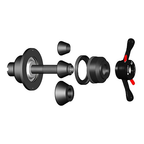 Centering shaft Kit Ø40 mm with conical section, 240 mm, with 3 cones and clamping handle