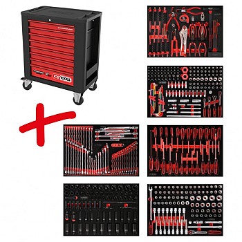 Комплект инструментальной тележки Performanceplus P15 с 423 инструментами, 6 ящиков KS Tools