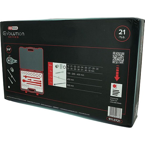 3/4" socket wrench Set, 21-piece, 6-point KS Tools