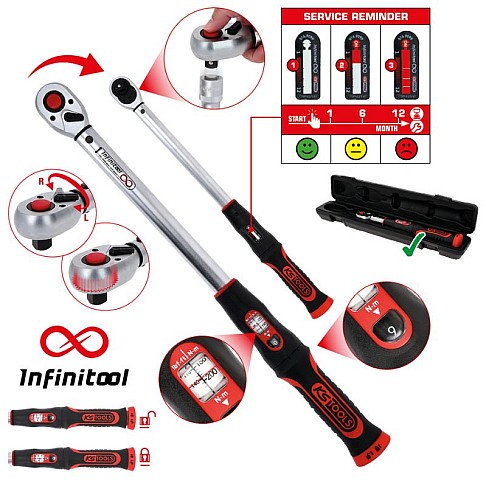 Динамометрический ключ с трещоткой 1/2" INFINITOOL, 60–320 Нм KS Tools