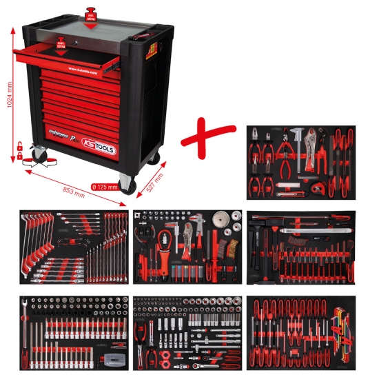 Performanceplius tool trolley KStools P10 with 397 tools and 8 drawers.