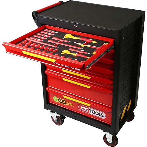Тележка для инструментов ECOLine с 42 изолированными инструментами для электромобилей