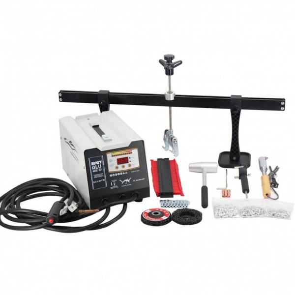Spot body straightening machine for aluminum and straightening tool kit
