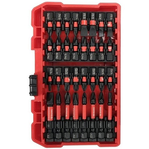 1/4" impact bit set – slotted, PZ, PH, TORX, 54 pcs