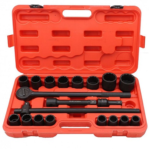 3/4" Impact socket set 21 pieces (21–50 mm), 12-point