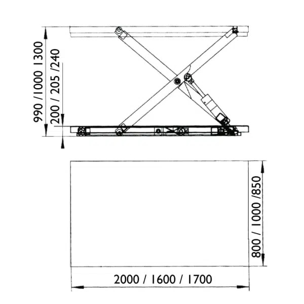 Electro-hydraulic load lifting table 1000 kg, NH Handling HIW
