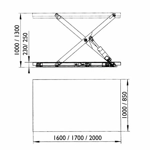 Электрогидравлический грузоподъемный стол 2000 кг, NH Handling HIW