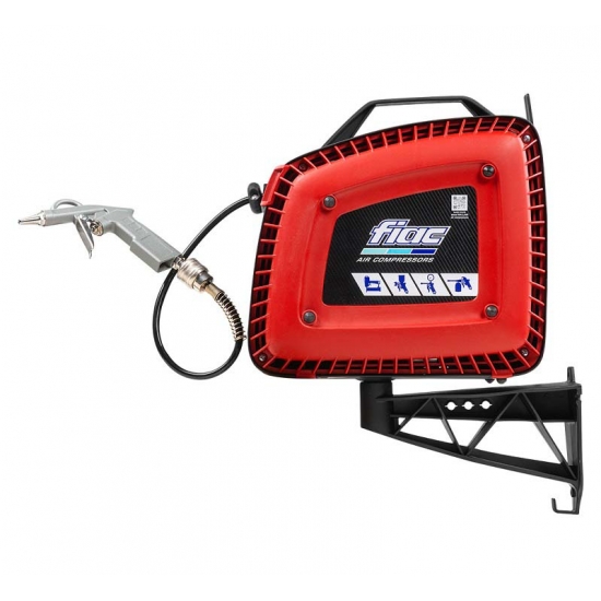 Wall-mounted air compressor with hose reel