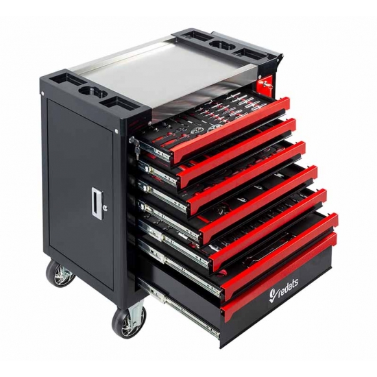 Tool trolley with 7 drawers and pull-out wall and 258 pcs. tools Redats