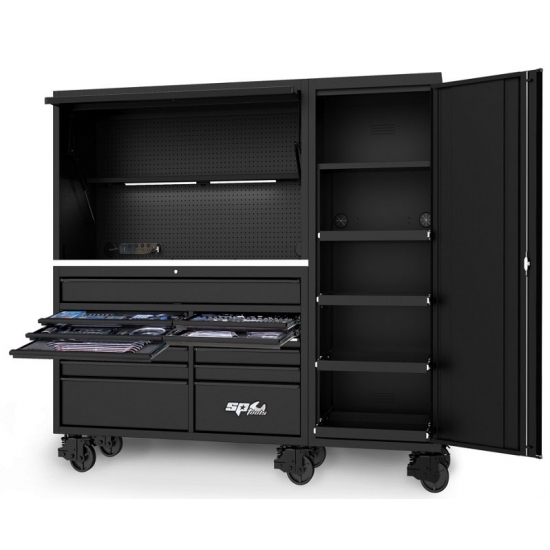 Mobile workbench set with 13 drawers and two cabinets SPtools USA Sumo series