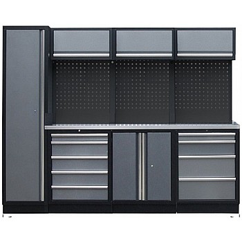 Профессиональный стационарный верстак Backing Panel с подвесными шкафами