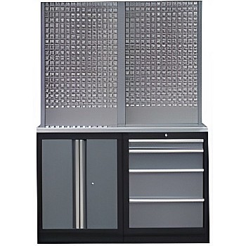 Стационарный верстак Black Panel с двумя шкафами