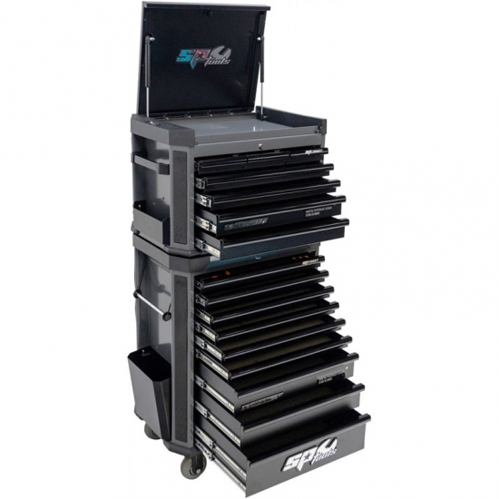 Tool trolley with top box and 16 drawers, SPtools Tech series