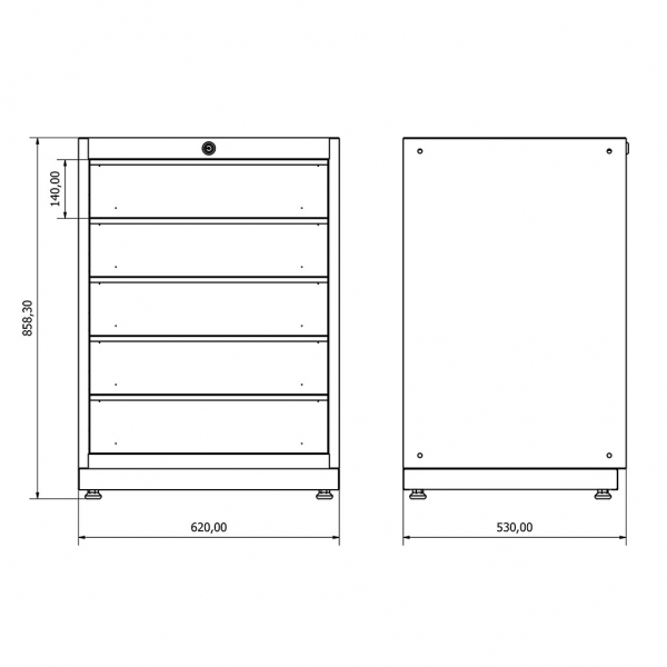 Workshop cabinet with five drawers Valkenpower