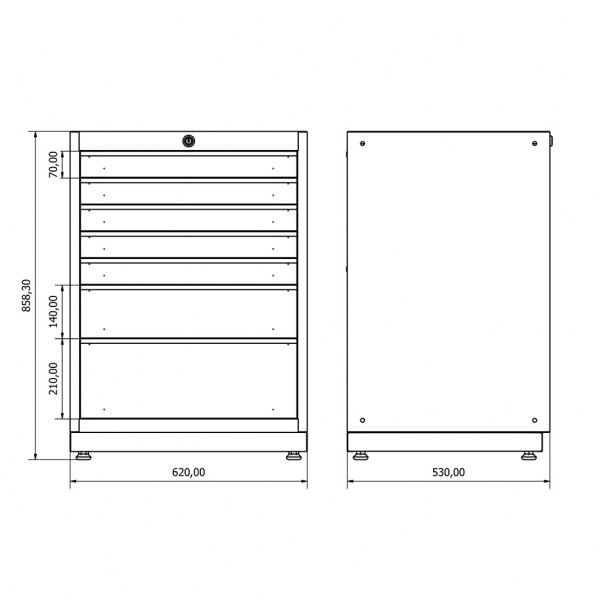 Workshop cabinet with seven drawers Valkenpower