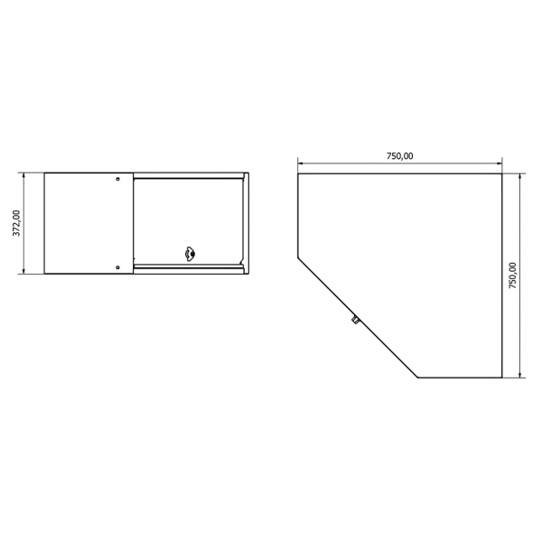 Hanging small one-door corner cabinet Valkenpower