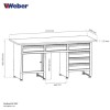 Darbastalis su 6 stalčiais, 2 spintelėmis ir mediniu stalviršiu 171 x 60 cm Weber