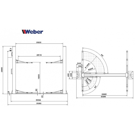 Weber Classic 4.0M electro-hydraulic two-column lift