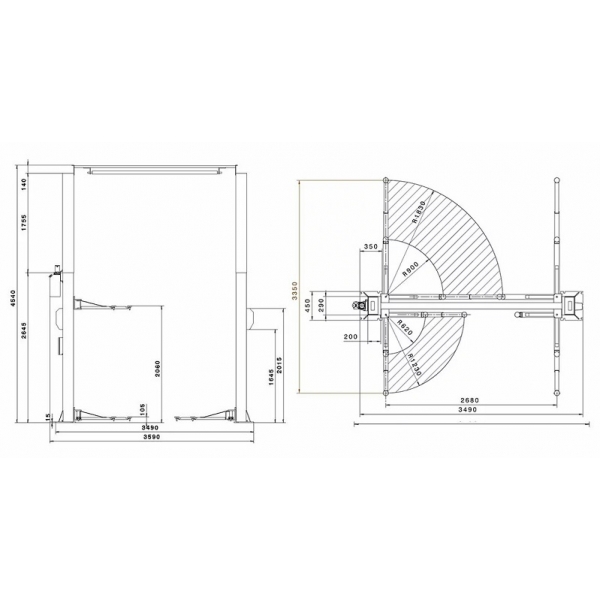 Электрогидравлический двухстоечный подъемник Weber Expert Series SJC-10XL - 4,5