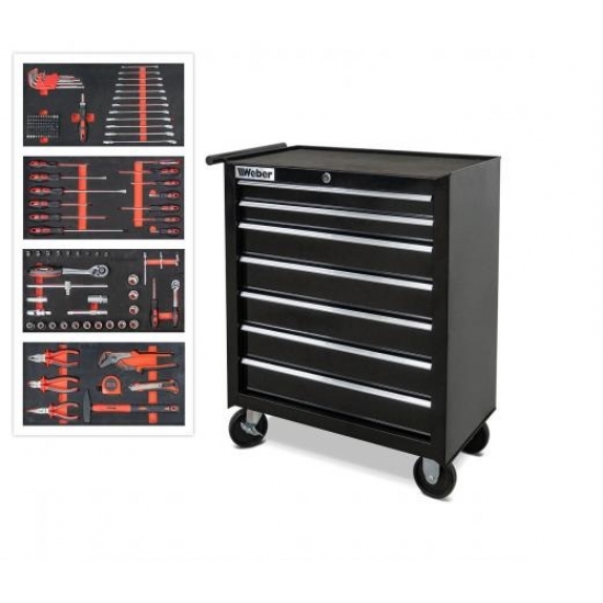 Tool cabinet with 159 tools, 7 drawers