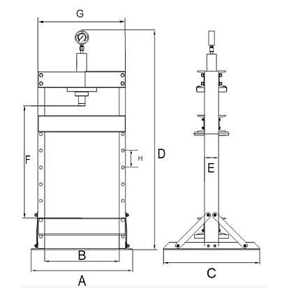 Hydraulic press 20 tons with foot pedal