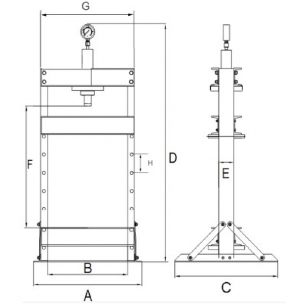 Pneumo-hydraulic press 50 tons