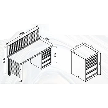 Darbastalio komplektas Profi su stalčiais Gude