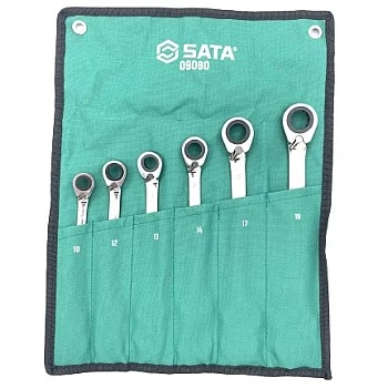 Kombinuotų raktų su reversine terkšle rinkinys 6 vnt.