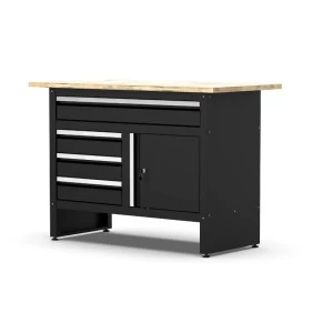 A workbench with a wooden surface