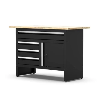 A workbench with a wooden surface
