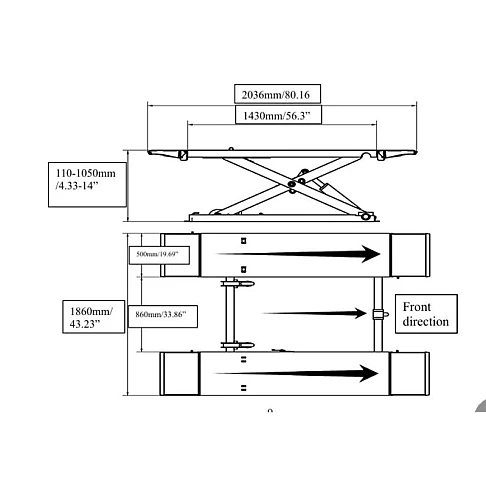 Mobile mid-rise scissor lift for vehicles BD-S2