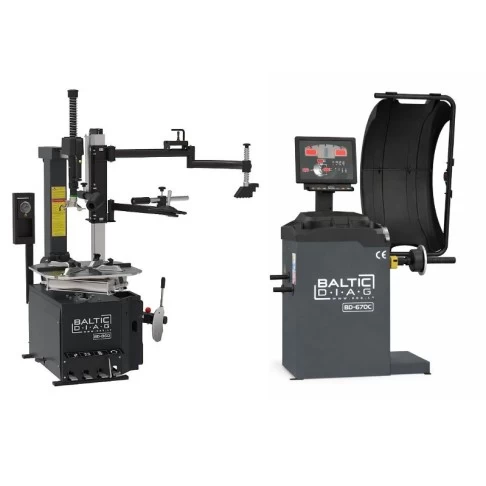 Automatic tyre mounting and wheel balancing machine set BD-860 + BD-215 + BD-670C