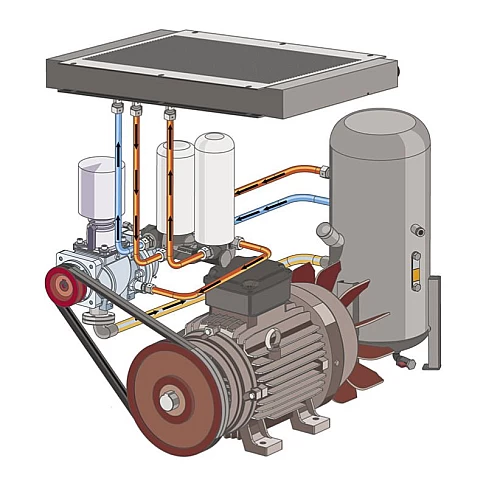 Screw air compressor with air tank and air dryer 11 kW Comprag