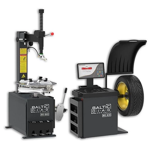 Pusiau automatinių padangų montavimo staklių ir automatinių ratų balansavimo staklių komplektas BD-631 + BD-810