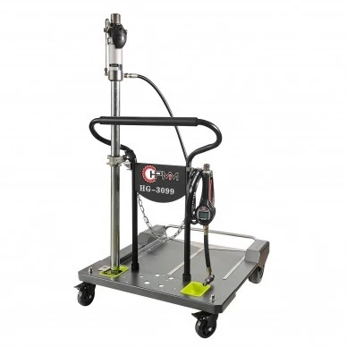 Oil pump for liquid oil with wheels for barrels from 180 to 200 L