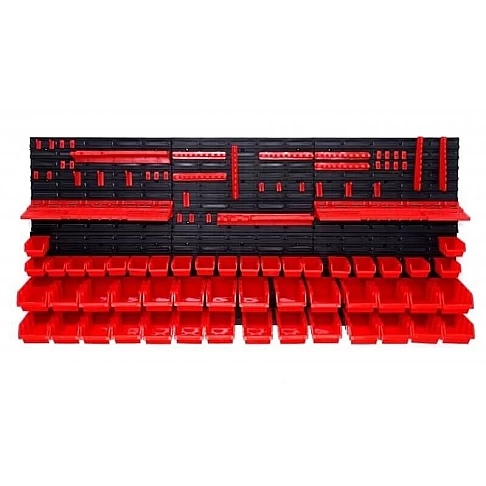 Настенный стеллаж для инструментов с ящиками и держателями, 74 предмета