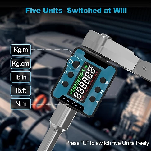 Digital torque adapter for ratchet 1/2" 6–200 Nm