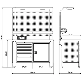 Верстак с перфорированной панелью Valkenpower
