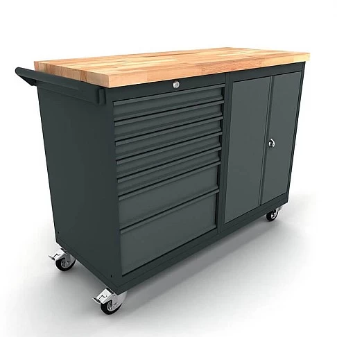 Mobile Workbench with 2-Door and 7-Drawer Cabinet