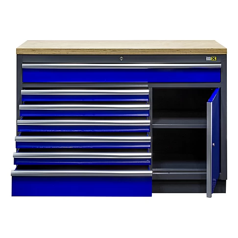 Workshop workbench with 7 drawers and 1 door