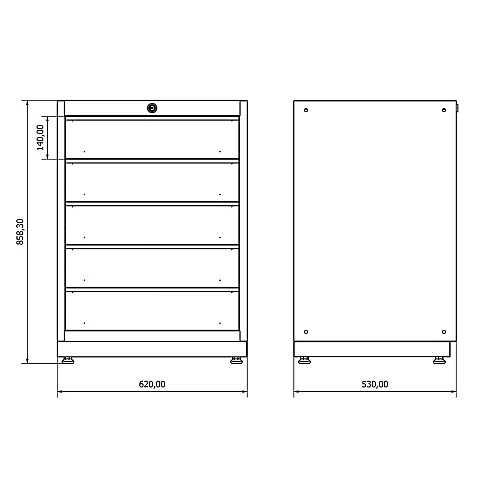 Dirbtuvių spintelė su penkiais stalčiais Valkenpower