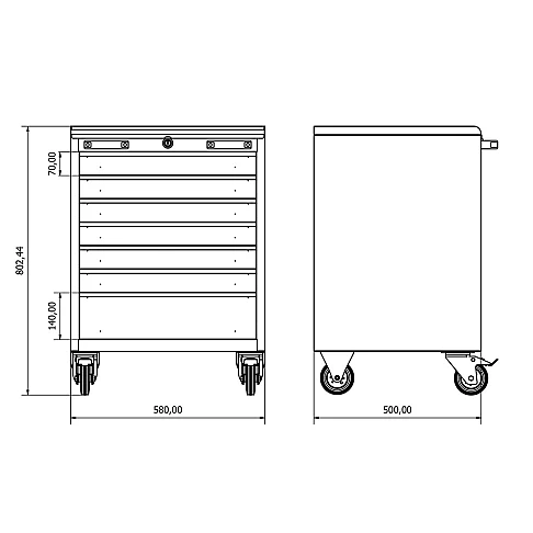 Mobili dirbtuvių spintelė su septyniais stalčiais Valkenpower