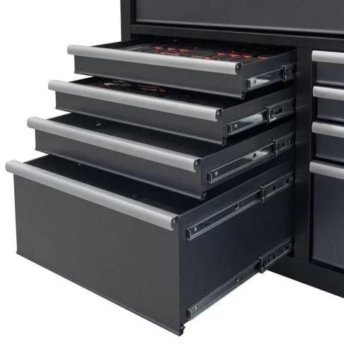 Передвижная мастерская тележка с 9 ящиками и деревянной рабочей поверхностью, укомплектованная 298 инструментами