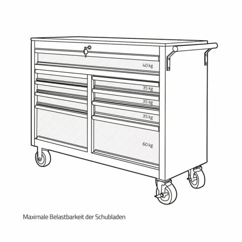 Передвижная мастерская тележка с 9 ящиками и деревянной рабочей поверхностью, укомплектованная 298 инструментами