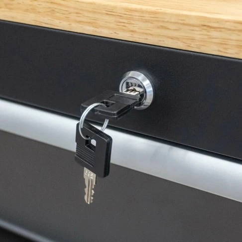 Передвижная мастерская тележка с 9 ящиками и деревянной рабочей поверхностью, укомплектованная 298 инструментами