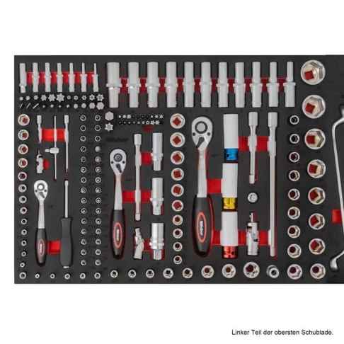 Передвижная мастерская тележка с 9 ящиками и деревянной рабочей поверхностью, укомплектованная 298 инструментами